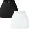 Saonta  Women 2 Piece Yogs Skirts Basic Versatile Stretchy Casual High Waist Mini Skirts