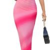 Saonta  Women's Summer Bodycon Tie Dye Dress Sleeveless Crew Neck Mesh Cocktail Party Maxi Dresses