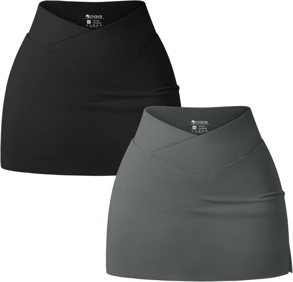 Saonta  Women 2 Piece Yogs Skirts Basic Versatile Stretchy Casual High Waist Mini Skirts