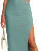 Saonta  Women's Sleeveless Bodycon Maxi Dress 2024 Mock Neck Ruched Side Slit Long Tank Dress