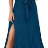 Saonta  Women's Square Neck Ruffle Split Midi Elegant Formal Wedding Guest Cocktail Bridesmaid Graduation Party Dresses 2024