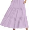 Saonta  Women??s Summer Boho Elastic Waist A-Line Beach Flowy Swing Ruffle Hem Tiered Maxi Skirt with Pockets
