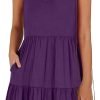 Saonta  Womens Summer Casual Tank Dress Sleeveless V Neck T Shirt Sundress Flowy Tiered Swing Mini Beach Vacation Dresses