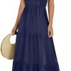 Saonta  Women's 2024 Summer Casual Maxi Dress Flutter Sleeve Scoop Neck Smocked Tiered A Line Flowy Beach Long Sun Dresses