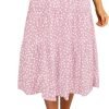 Saonta  Women's Boho Leopard Print Skirt Pleated A-Line Swing Midi Skirts