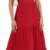 Saonta  Women's Summer Casual Long Maxi Beach Vacation Dresses Sleeveless Square Neck Flowy Tiered Sun Dress with Pockets