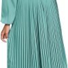 Saonta  Womens V Neck Flowy Ruffle Pleated Casual Fall Dress