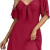 Saonta  Womens Dresses 2024 Spring Summer Deep V Neck Elegant Bow tie Mini Dress S-XL