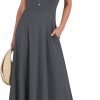 Saonta  Women Summer Casual Sleeveless Maxi Sundress Button Fit & Flare A-Line Flowy Long Dresses 2024 Beach Outfits