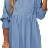 Saonta  Womens Summer Tunic Dress Casual Loose Short Sleeve Crew Neck Flowy Swing Mini Shift Dresses