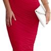 Saonta Women's Ruched Bodycon Dress 2024 Summer One Shoulder Sleeveless Party Cocktail Pencil Dresses