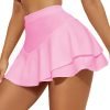 Saonta  Mini Skirt for Women Sexy Solid Ruffle Trim Lingerie Skirt Short High Waist Two Layer Hem Skirt