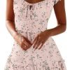 Saonta  Women's Summer Ruffle Sleeve Sweetheart Neckline Printing Dress Mini Dress