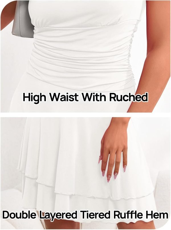 Saonta  Women's 2024 Summer Strapless Tube Dress Sexy Off Shoulder Ruffle Tiered Flowy Mini Dresses