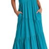 Saonta  Women Summer Maxi Dress Short Sleeve Swing Casual Asymmetric Tiered Vacation Long Beach Sundress Outfits