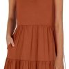 Saonta  Womens Summer Casual Tank Dress Sleeveless V Neck T Shirt Sundress Flowy Tiered Swing Mini Beach Vacation Dresses