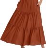 Saonta  Women??s Summer Boho Elastic Waist A-Line Beach Flowy Swing Ruffle Hem Tiered Maxi Skirt with Pockets