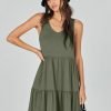 Saonta  Womens Summer Casual Tank Dress Sleeveless V Neck T Shirt Sundress Flowy Tiered Swing Mini Beach Vacation Dresses
