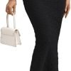 Saonta  Women's Texture Bodycon Maxi Skirt High Waist Pencil Long Skirts