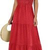 Saonta  Women's 2024 Summer Casual Maxi Dress Flutter Sleeve Scoop Neck Smocked Tiered A Line Flowy Beach Long Sun Dresses
