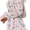 Saonta  K Women's Ruffled Floral Smocked Waist Layered Tiered Chiffon Dress