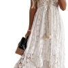 Saonta  Women's Maxi Dress Lace Dresses Boho Tassel V-Neck Flare Ruffle Adjustable Straps Beach Summer Long Dress