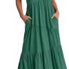 Saonta  Women Summer Maxi Dress Short Sleeve Swing Casual Asymmetric Tiered Vacation Long Beach Sundress Outfits