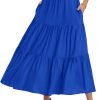 Saonta  Women??s Summer Boho Elastic Waist A-Line Beach Flowy Swing Ruffle Hem Tiered Maxi Skirt with Pockets