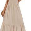 Saonta Women's 2024 Summer Sleeveless Dress Square Neck Pleated Swing Casual Maxi Dresses with Pockets
