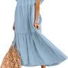 Saonta  Women's 2024 Spring Summer Square Collar Dress Off Shoulder Style Elegant Ruffle Hemline Skirt Mini Dresses S-XL