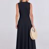 Saonta  Women Summer Casual Sleeveless Maxi Sundress Button Fit & Flare A-Line Flowy Long Dresses 2024 Beach Outfits