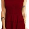 Saonta  Womens Summer Dresses 2024 Sleeveless Button Down Smocked Elastic Waist Ruffle Tiered Casual Swing Mini Dress