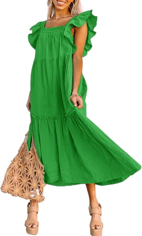 Saonta  Women's 2024 Spring Summer Square Collar Dress Off Shoulder Style Elegant Ruffle Hemline Skirt Mini Dresses S-XL