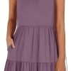 Saonta  Womens Summer Casual Tank Dress Sleeveless V Neck T Shirt Sundress Flowy Tiered Swing Mini Beach Vacation Dresses