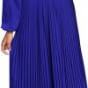 Saonta  Womens V Neck Flowy Ruffle Pleated Casual Fall Dress
