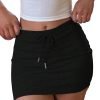 Saonta  Women's Drawstring Waist Bodycon Skirt Skinny Mini Length Casual Plain Skirts
