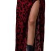 Saonta  Women's Sexy Boho Floral Split Thigh High Waist Swing Midi Skirt