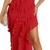 Saonta Women's 2024 Strapless Bodycon Dress Sexy Off Shoulder Mesh Tassel Ruffle Side Split Tube Party Maxi Dresses