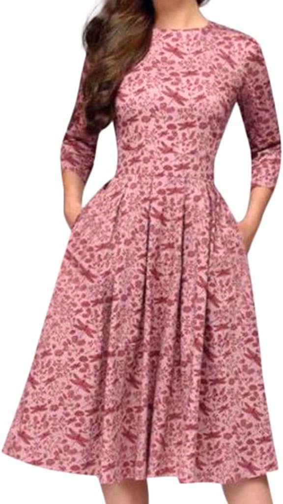 Women's Dress Elegant Midi Evening Dress 3/4 Sleeves