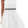 Saonta  Women's Summer Spaghetti Strap Sleeveless Backless Smocked Flowy A-Line Beach Mini Dress