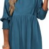 Saonta  Womens Summer Tunic Dress Casual Loose Short Sleeve Crew Neck Flowy Swing Mini Shift Dresses