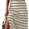 Saonta  Summer Dress Casual Womens Fashion Short Sleeve Maxi Dress T Shirt Dress Striped Long Color Block Maxi Dress