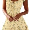 Saonta  Women's Summer Ruffle Sleeve Sweetheart Neckline Printing Dress Mini Dress