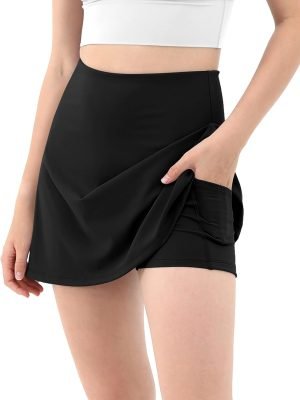 61K-g8n-4rL._AC_SL1500 Saonta Women's Athletic Tennis Skorts with Pockets Built-in Shorts Golf Active Skirts for Sports Running Gym Training