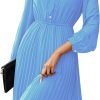 Saonta  Work Dresses for Women 2023 Long Sleeves Chiffon Black Dress Retro Pleated Buttons Down Bow Tie Loose Causal Dresses