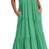 Saonta  Women Summer Maxi Dress Short Sleeve Swing Casual Asymmetric Tiered Vacation Long Beach Sundress Outfits