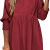 Saonta  Womens Summer Tunic Dress Casual Loose Short Sleeve Crew Neck Flowy Swing Mini Shift Dresses