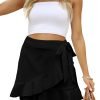 Saonta  Women's Summer Wrap Floral High Waist Ruffle Short Mini Skirts