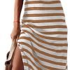 Saonta  Summer Dress Casual Womens Fashion Short Sleeve Maxi Dress T Shirt Dress Striped Long Color Block Maxi Dress