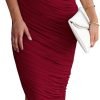 Saonta Women's Ruched Bodycon Dress 2024 Summer One Shoulder Sleeveless Party Cocktail Pencil Dresses
